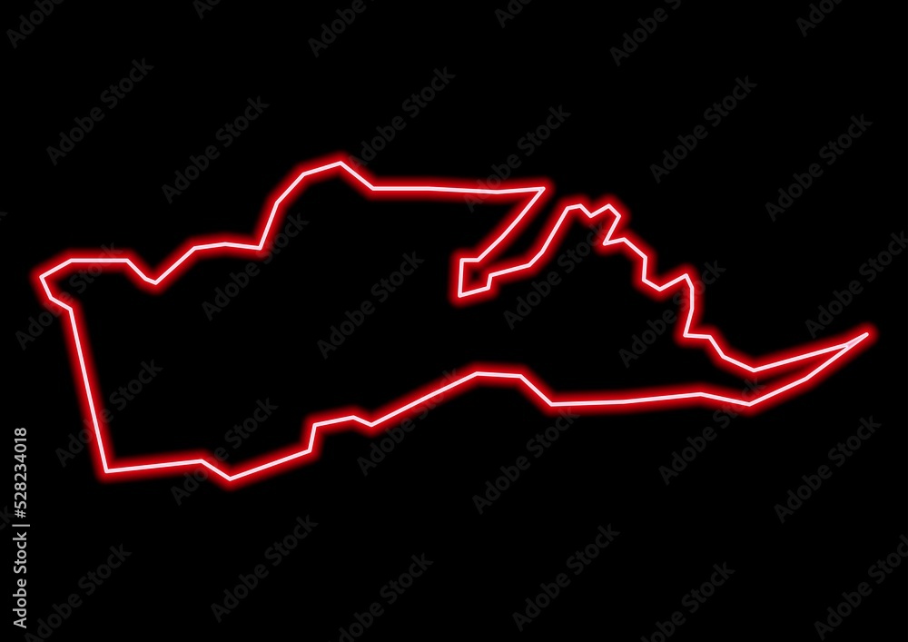 Red glowing neon map of North Hong Kong on black background. Red glowing neon map of North Hong Kong on black background.