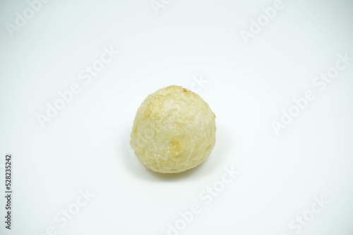 Close Up Fried Fish Balls or Bakso Isolated White Background