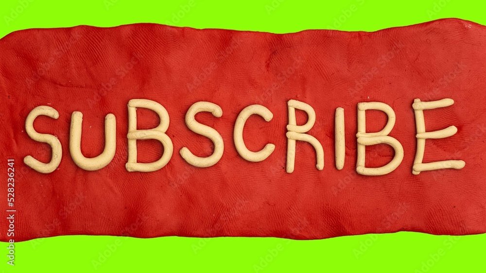 Obraz premium Plasticine red button subscribe to chroma key.