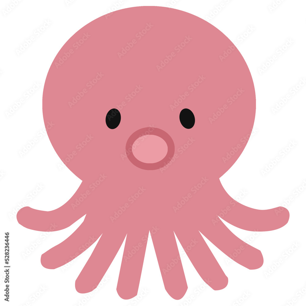 cute pink squid on white cute pink squid on white