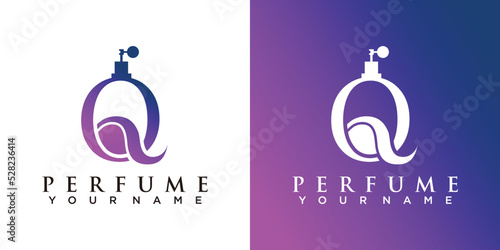 Perfume logo with letter Q concept premium vector