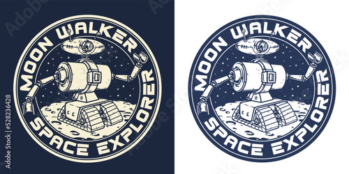 Moon walker vintage monochrome logotype