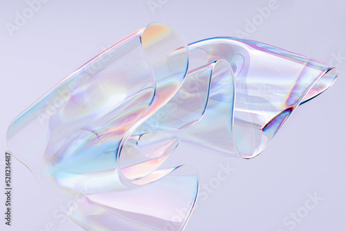 Futuristic 3d liquid shape holographic gradient, creative art poster template, dispersion effect glass 3d rendering photo
