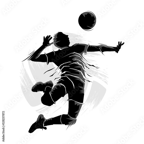 Male volleyball player jumping and hitting the ball. Abstract silhouette