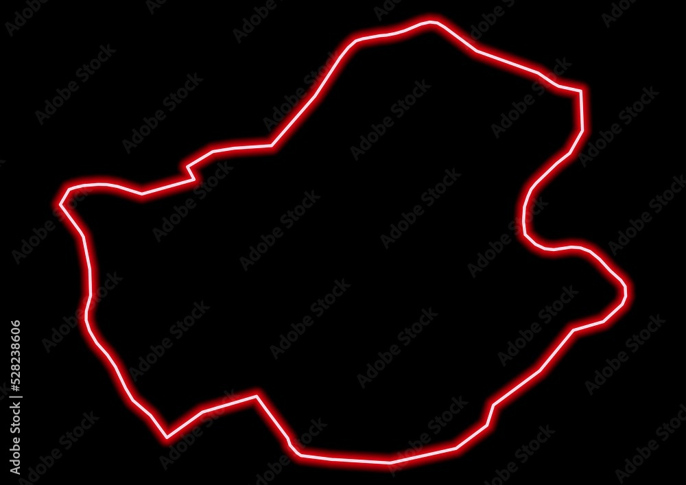 Red glowing neon map of Punakha Bhutan on black background. Red glowing neon map of Punakha Bhutan on black background.