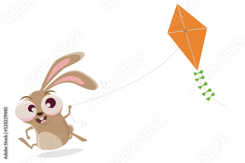funny cartoon rabbit flying a kite