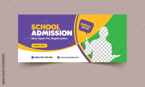 Back to school timeline cover template, School admission timeline cover, Template banner for social network