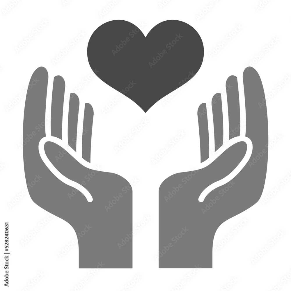 Hand With Heart Greyscale Glyph Icon Hand With Heart Greyscale Glyph Icon