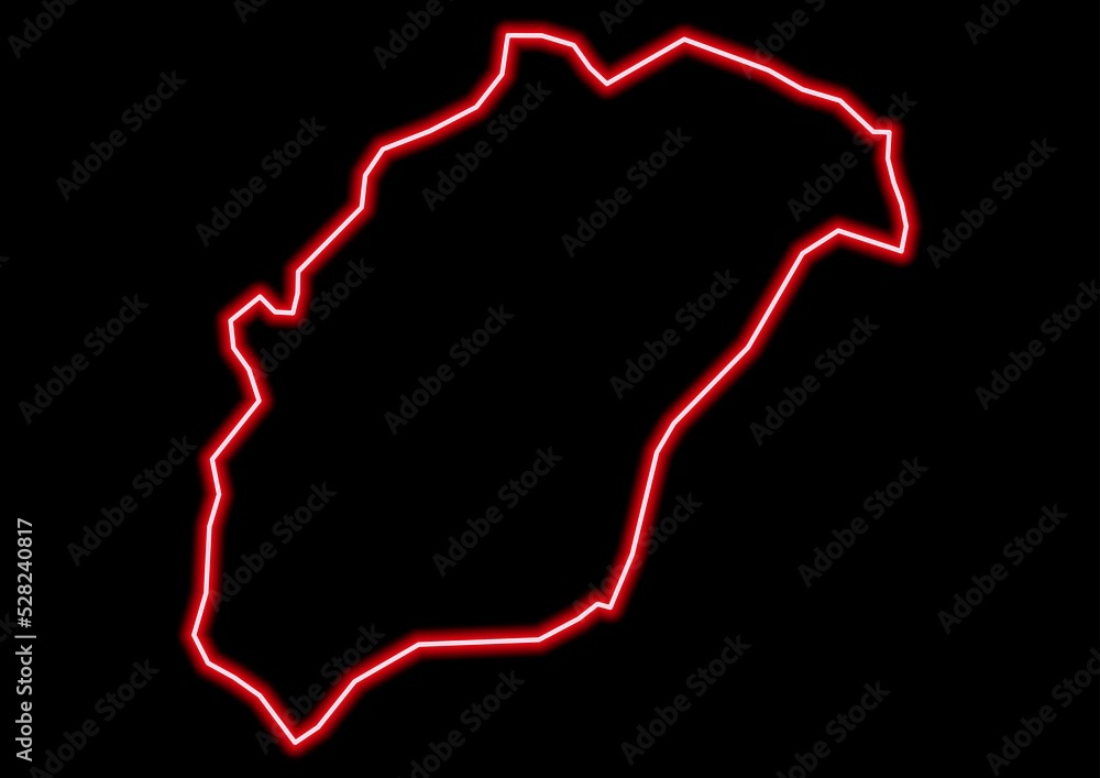 Red glowing neon map of Rutana Burundi on black background. Red glowing neon map of Rutana Burundi on black background.