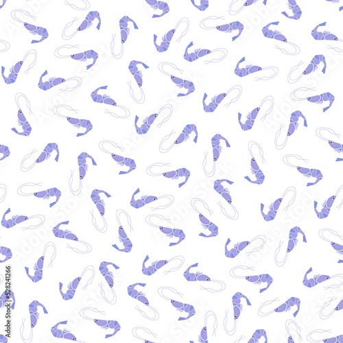 Vector seamless pattern with shrimp.Underwater cartoon creatures.Marine background.Cute ocean pattern for fabric, childrens clothing,textiles,wrapping paper