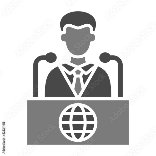 Conference Greyscale Glyph Icon