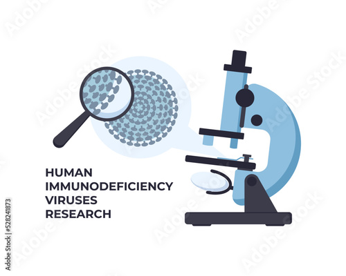 HIV and microscope. Microbiology concept.