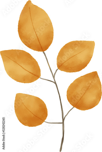 Yellow leaf watercolor for decoration