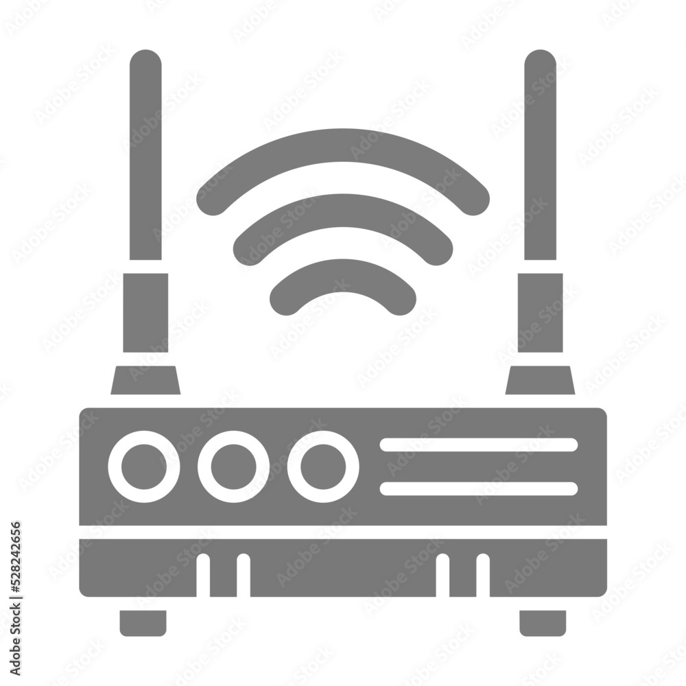 Wireless Router Greyscale Glyph Icon Wireless Router Greyscale Glyph Icon