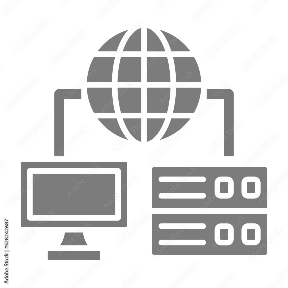 Network Server Greyscale Glyph Icon Network Server Greyscale Glyph Icon