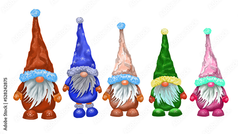 Colorful digital set with colorful Christmas decoration. With transparent layer.