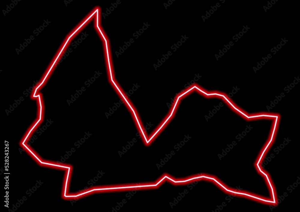Red glowing neon map of San Pedro de Macorís Dominican Republic on black background. Red glowing neon map of San Pedro de Macorís Dominican Republic on black background.