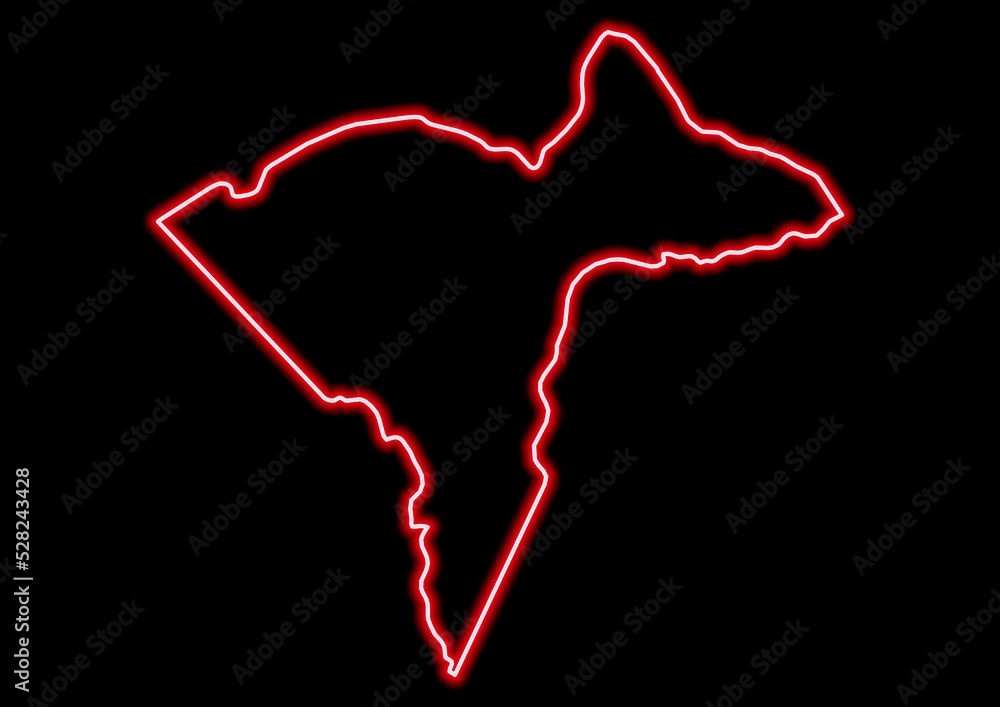 Red glowing neon map of Sangha-Mbaéré Central African Republic on black background. Red glowing neon map of Sangha-Mbaéré Central African Republic on black background.