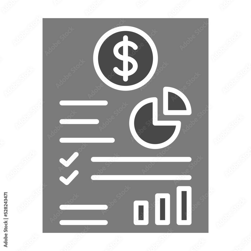 Business Report Greyscale Glyph Icon Business Report Greyscale Glyph Icon