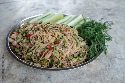 Spicy Rice Flour Noodle Salad Thai Food  