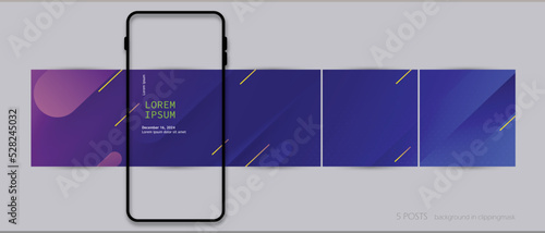 Instagram social media carousel post template. dark blue cover background for tech, information technology network, digital communication, sports and fitness. vector futuristic line texture