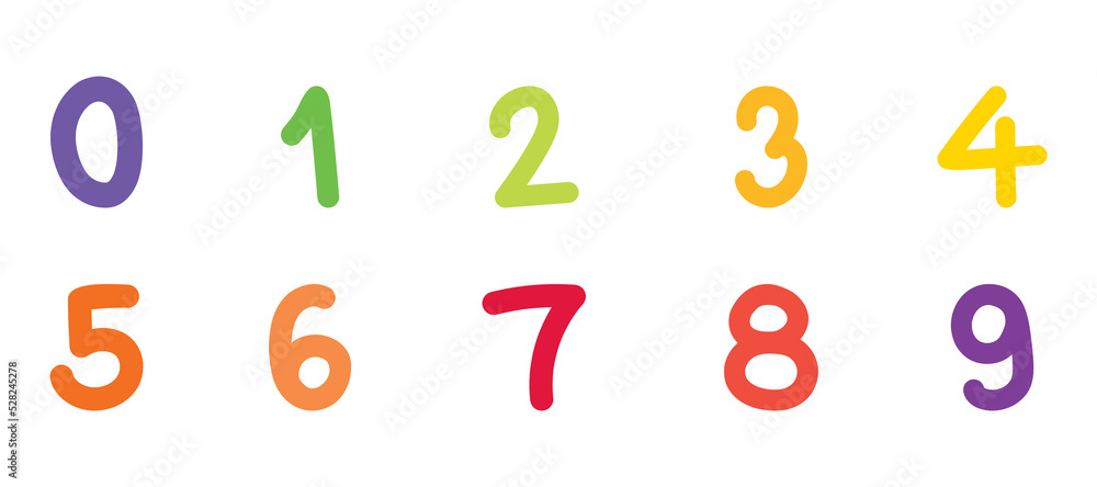 Set of number 1-9 hand draw. Vector illustration isolated on white background Set of number 1-9 hand draw. Vector illustration isolated on white background