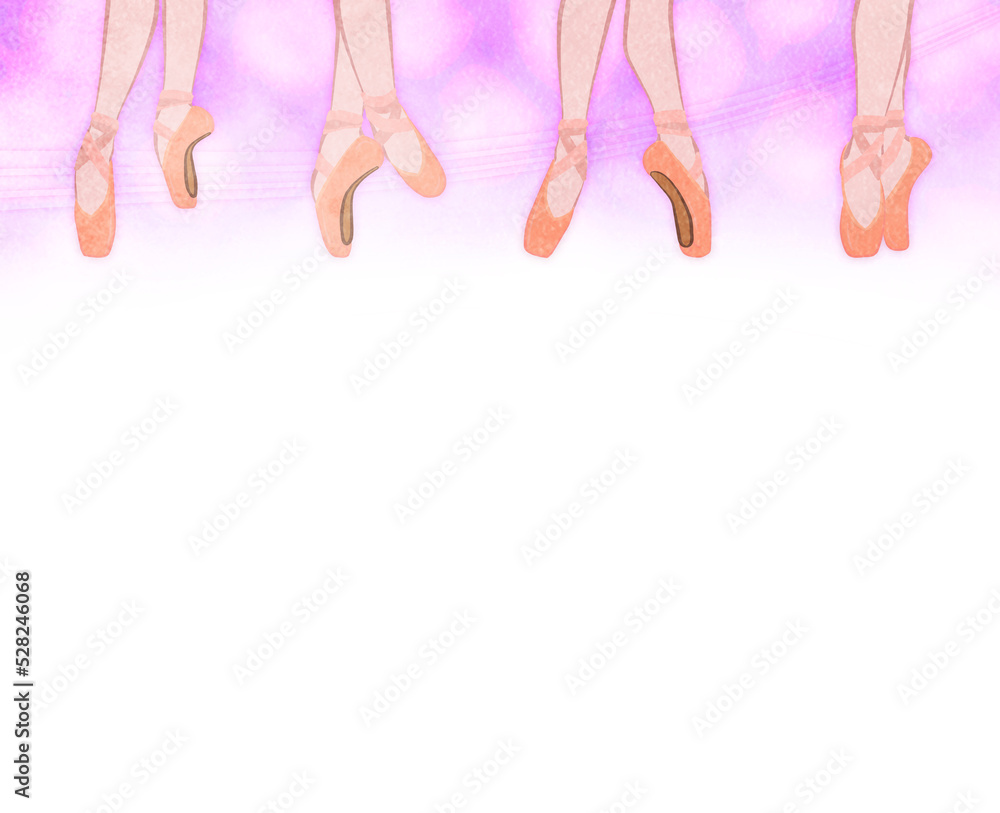 Illustration background of cute feet of ballet pointe shoes-Purple ver Illustration background of cute feet of ballet pointe shoes-Purple ver