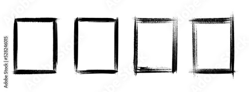 Vector illustration. Set of borders in grunge style. Dirty frame with a splash of black paint on white background. Design elements for poster, layout, magazine, book cover, brochure, invitation card