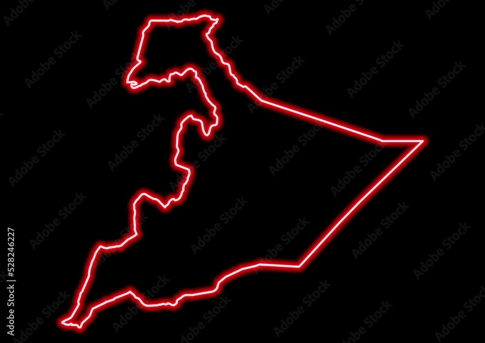 Red glowing neon map of Somali Ethiopia on black background. Red glowing neon map of Somali Ethiopia on black background.