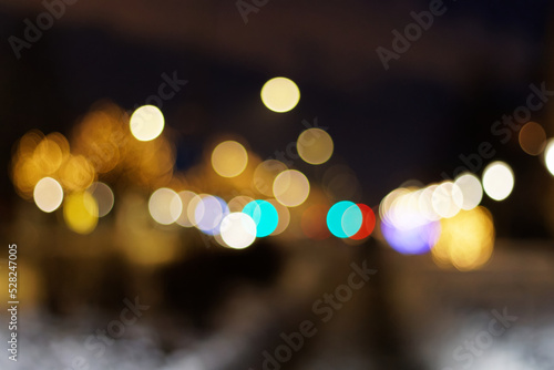 Street lights bokeh, blurred backdrop © Aleksejs