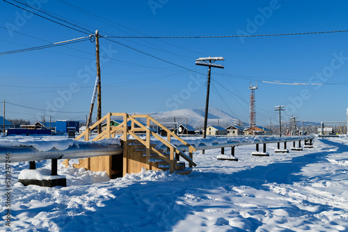 Gas pipeline in Oymyakon, Siberia