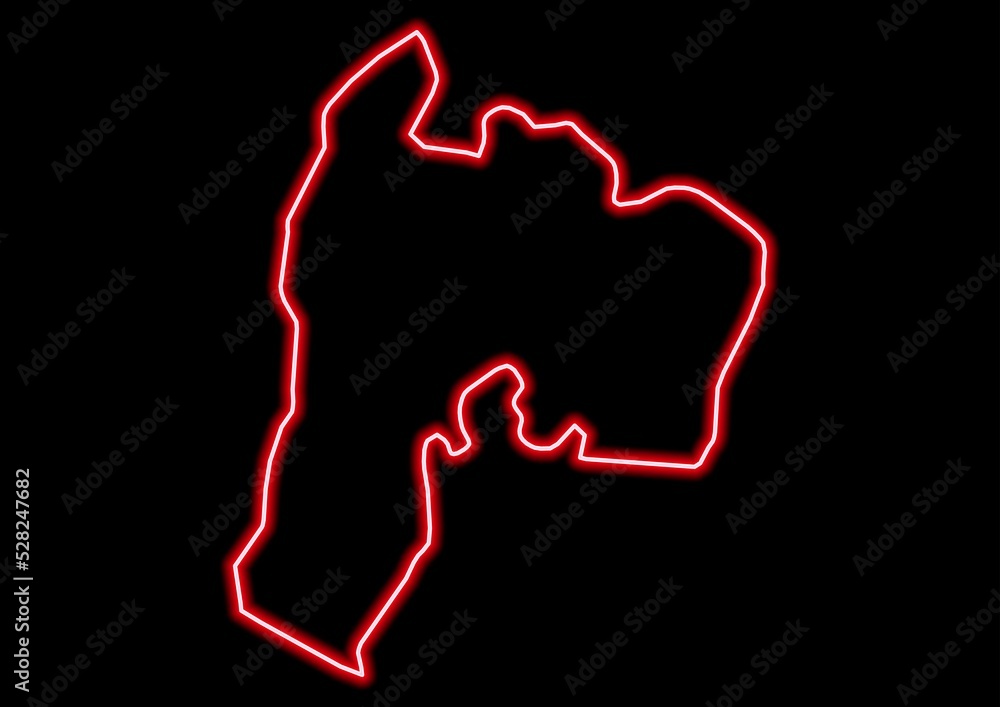 Red glowing neon map of Suchitepéquez Guatemala on black background. Red glowing neon map of Suchitepéquez Guatemala on black background.