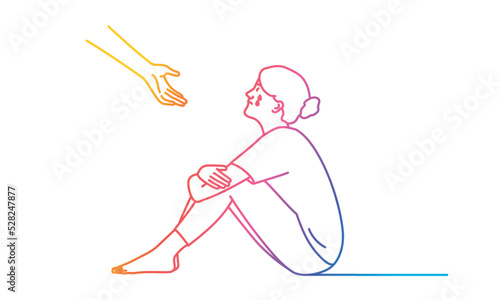 Young sad depressed woman getting help.