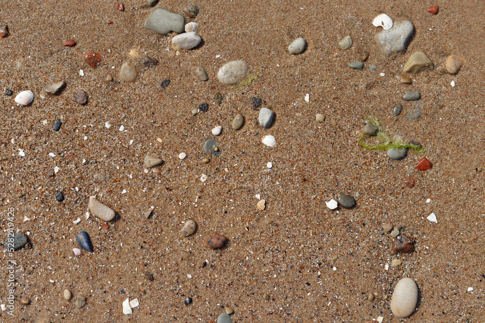 Stones on wet sand beach Stones on wet sand beach
