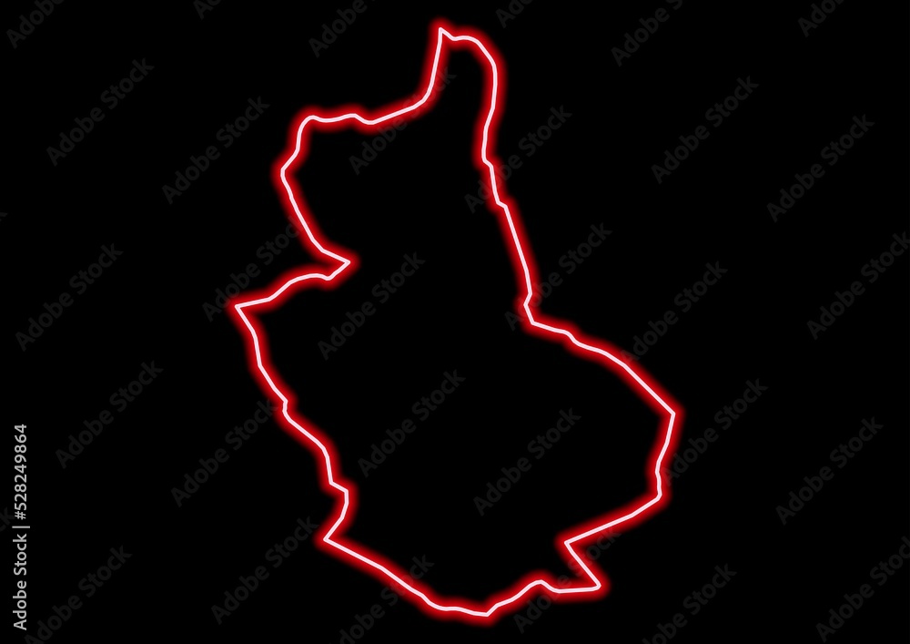 Red glowing neon map of Tongsa Bhutan on black background. Red glowing neon map of Tongsa Bhutan on black background.