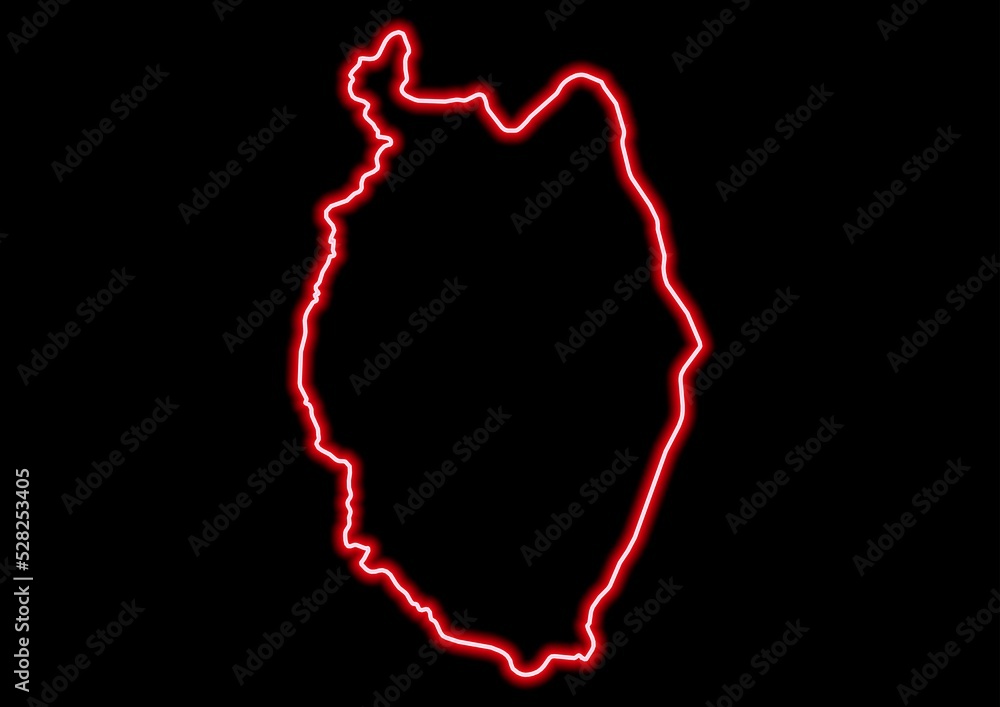 Red glowing neon map of Upper Demerara-Berbice Guyana on black background. Red glowing neon map of Upper Demerara-Berbice Guyana on black background.