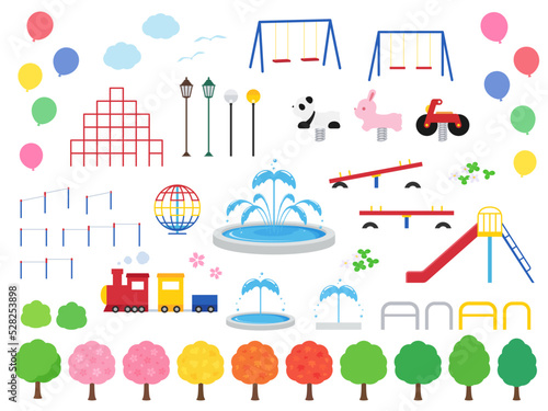 公園の遊具_イラスト素材セット