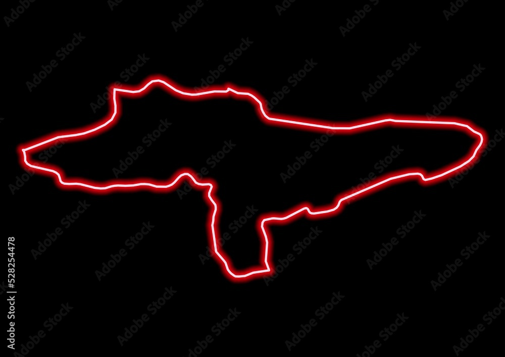 Red glowing neon map of Varaždinska Croatia on black background. Red glowing neon map of Varaždinska Croatia on black background.