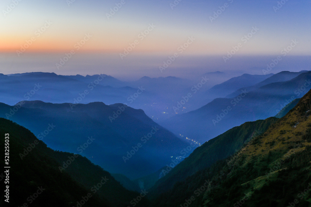 Landscape View Of Yushan Mountains And Tongpu Valley On The Trail To Paiyun Lodge, Yushan National Park, Chiayi, Taiwan