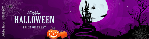 Happy halloween background template with pumpkin.
