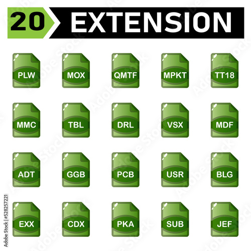 File extension icon include plw, mox, qmtf, mpkt, tt18, mmc, tbl, drl, vsx, mdf, adt, ggb, pcb, usr, blg, exx, cdx, pka, sub, jef, photo