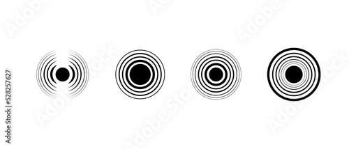 Radar icons set. Sonar symbol. Collection sonar sound wave - stock vector.