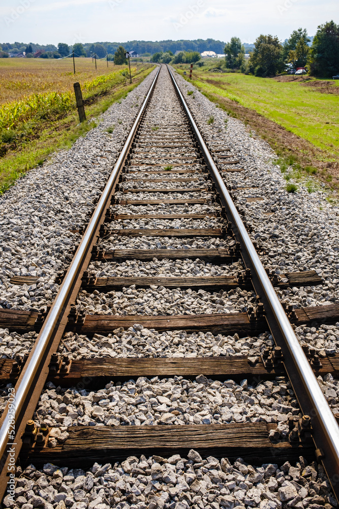 an old railway line still using oak wooden sleepers, still in use an old railway line still using oak wooden sleepers, still in use