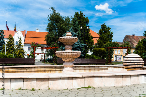 Artesian fountain in the city hall park, Sebes, Alba county, Romania.