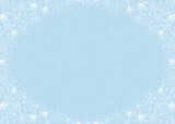 雪の結晶　フレーム　白＆水色　背景　ライトブルー　ダスト（白）