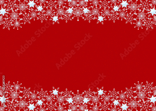 雪の結晶　フレーム　水色　背景　赤　ダスト（赤）