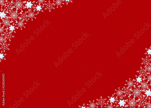 雪の結晶　フレーム　水色　背景　赤　ダスト（赤）