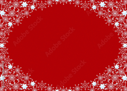 雪の結晶　フレーム　水色　背景　赤　ダスト（赤）