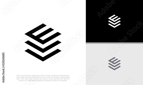 Initials E logo design. Initial Letter Logo. Innovative high tech logo template.