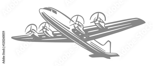 Passenger plane sketch. Vintage style.
